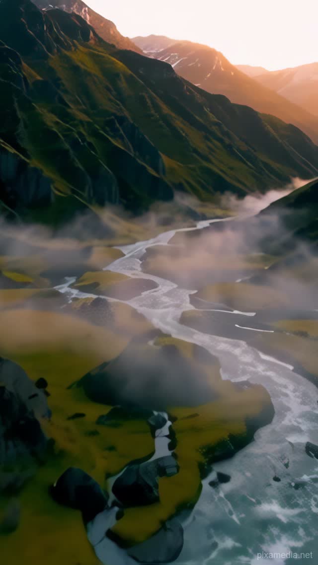 Highlands at Golden Hour - Drone & Aerial AI stock